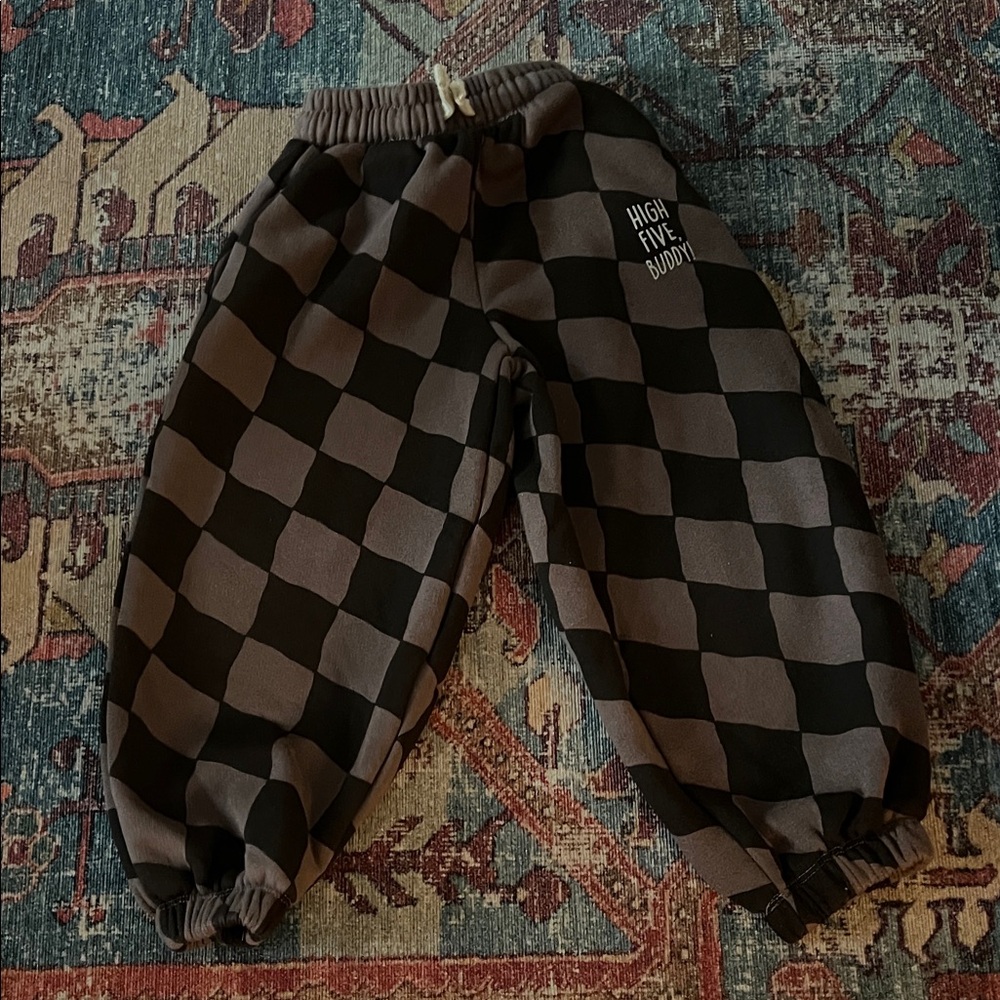 Zara Kids Checkered Sweatpants - Black and Gray
